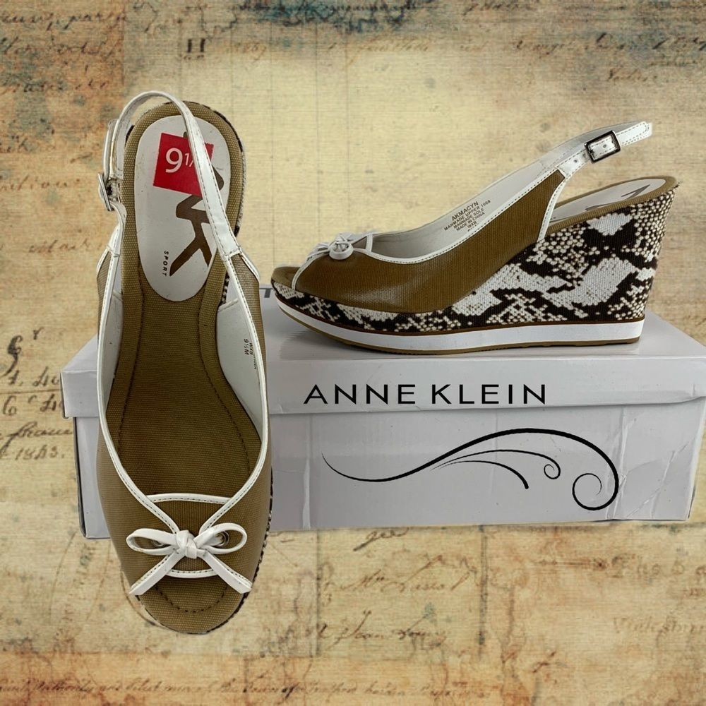 New Anne Klein sport white/tan slingback